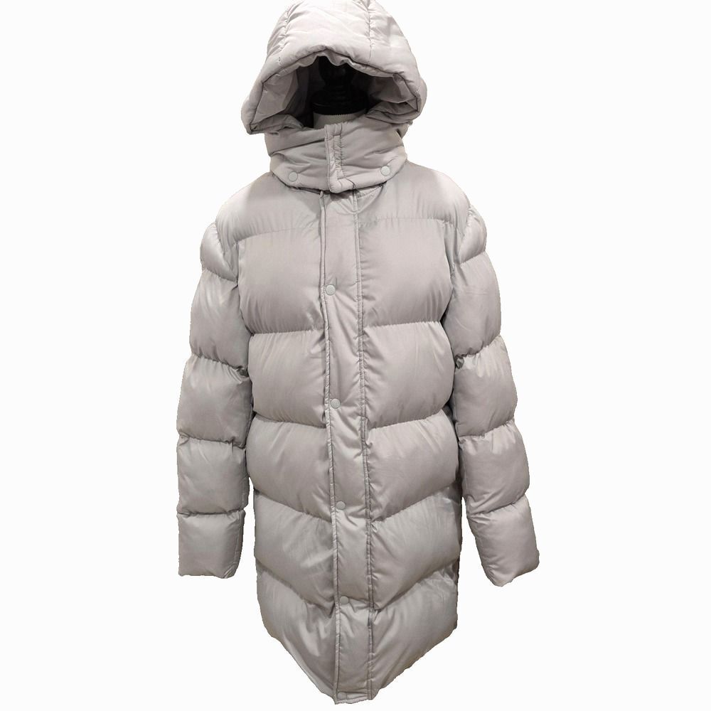 ASOS DESIGN Oversized Longline Puffer Jacket Gray Hooded Parka Size S Unisex